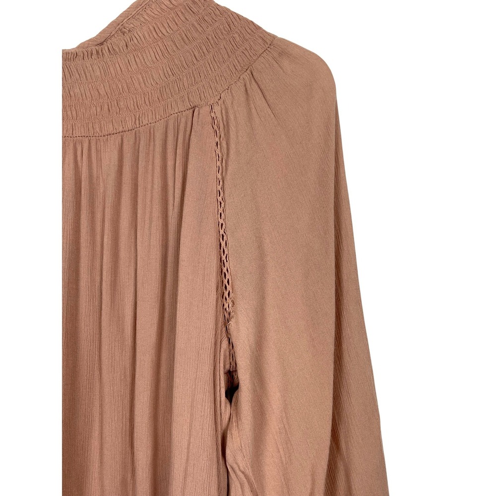 Knox Rose Blouse Womens XL Pink Excellent Smocked Boho 3/4 Sleeve Rayon Top - Picture 10 of 15